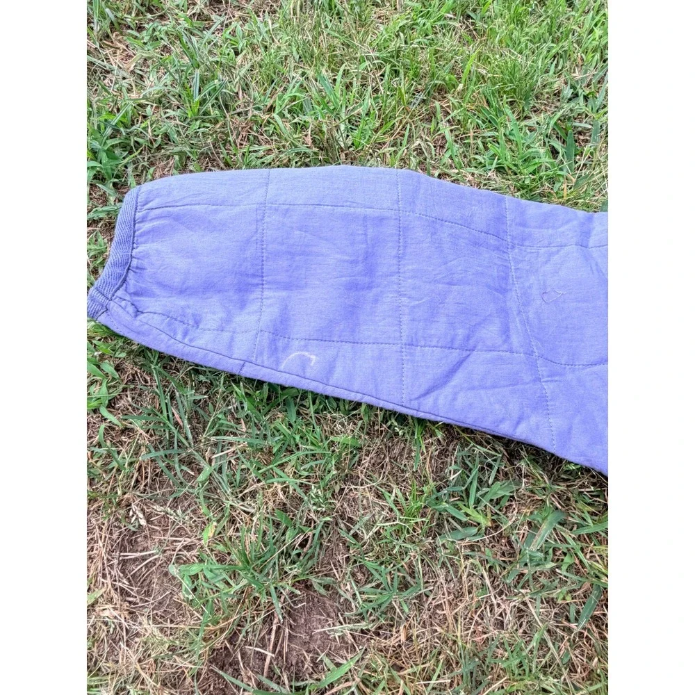 Amuse Society Quilted‎ Snap Front Jacket Periwinkle Blue Palm Tree Logo L/XL